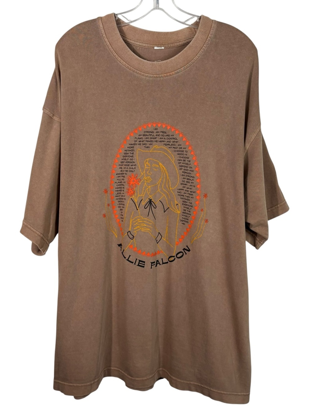 Allie Falcon Affirmation Cowgirl Oversized Slouchy Boyfriend T-Shirt Floral Acid